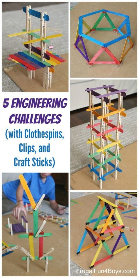 Engineering-with-Clothespins-Pin-512x1024 Simple Stem Activities, Engineering Challenges, Steam Ideas, Steam Projects, Engineering Challenge, Craft Sticks, Stem Activity, Stem Challenges, Binder Clips