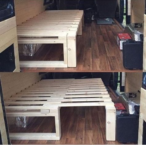 Diy Sofa Bed, Campervan Bed, Camper Beds, Survival Hacks, Diy Pallet Bed, Pallet Bed, Van Life Diy, Camper Makeover, Diy Couch