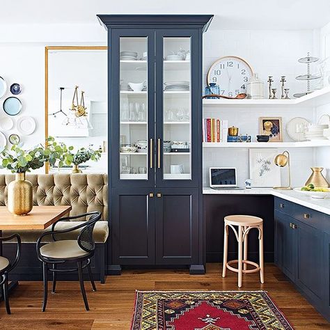 NEW VIDEO: Designer Erin Feasby of @feasbyandbleeksdesign shares a stunning galley kitchen makeover. 🎥Video Link In Profile🎥 [Photo: @heyfergusson] #houseandhome #hhstyle #hhtv #design #interiordesign #makeover #kitchendesign #designinspiration Kitchen Design Color, Classic Kitchen, Best Kitchen Designs, Blue Cabinets, Galley Kitchen, Kitchen Area, Eat In Kitchen, Kitchen Makeover, In Kitchen