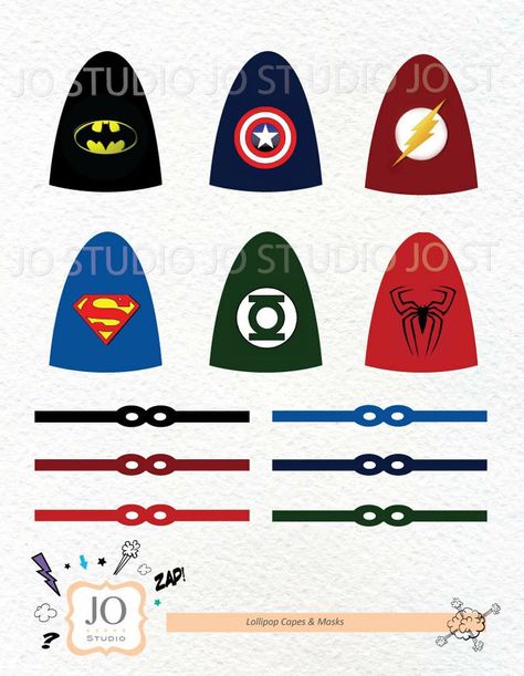 Printable+Superhero+Lollipop+Cape+Template Superhero Lollipop, Superhero Party Printables, Superhero Template, Superhero Camp, Avenger Party, Blue Superhero, Iron Man Birthday, Avenger Birthday Party, Party Styling