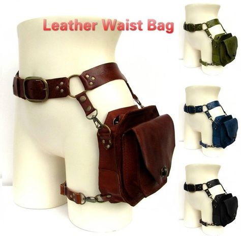 Leather Utility Belt, Waist Bag Fashion, Steampunk Leather, Leather Hip Bag, Leather Waist Bag, Leg Bag, Utility Belt, Leather Fanny Pack, Hip Bag