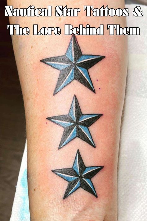 Nautical Star Tattoos & The Lore Behind Them - Tattoo Glee Nautical Star Lesbian Tattoo, Nautical Star Tattoos For Men, Star Drawing Tattoo, Nautical Star Tattoo Women, Navy Tattoo For Women, Nautical Tattoo Ideas, Us Navy Tattoos, Shooting Star Drawing, Naval Tattoos