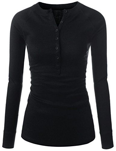 Black Henley, Book Outfits, Wattpad Book, Women's Henley, Winter Capsule, Autumn T Shirts, Fitted Tee, Women Tunic Tops, Women Long Sleeve Tops