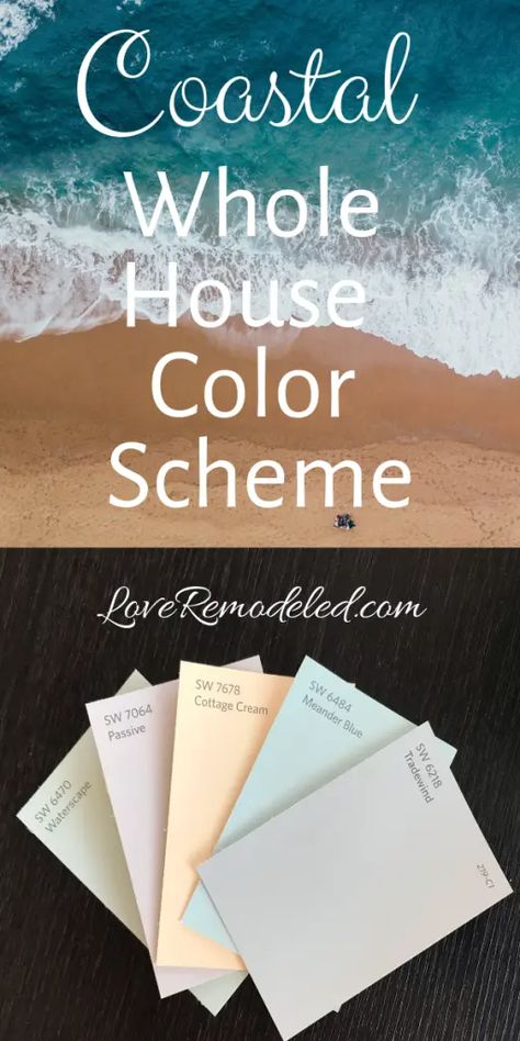 New Coastal Design, Beach House Colors Interior Walls Coastal, Beach Inspired Paint Colors, Key West Exterior House Colors, Beach House Bedroom Ideas Master Suite, Beach House Wall Colors, Coastal Kitchen Colors, Beach House Colors Interior Walls, Seaglass Paint Colors