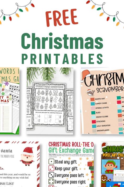 Christmas Party Free Printables, Toddler Christmas Printables Free, Christmas Activities For Kids Printable Free, Christmas Printables Activities, Christmas Activities Printables, Free Printable Christmas Activities, Kids Christmas Printables, Free Christmas Printables For Kids, Christmas Printables Free