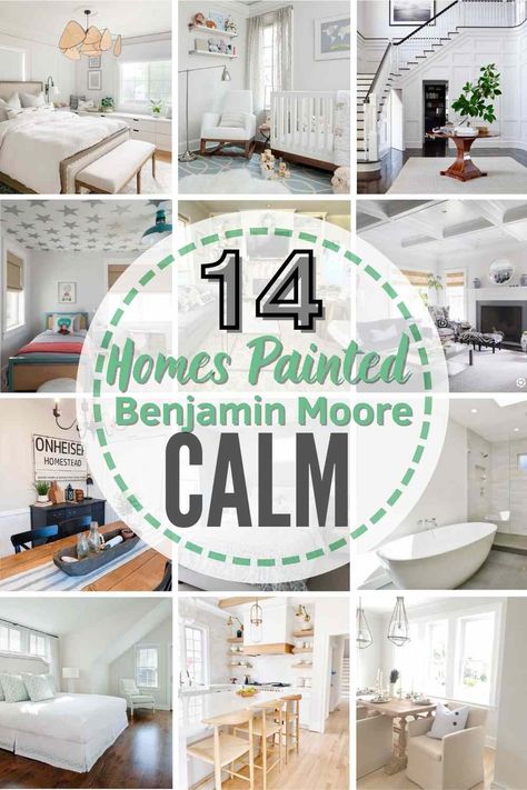 Here's what you need to know about Benjamin Moore Calm OC-22 to decide if it's the perfect paint color for your home! Learn undertones, comparable colors, coordinating colors + see it in REAL homes! #benjaminmoorecalm #benjaminmoore #benjaminmoorecalmwalls #benjaminmoorecalmkitchen #benjaminmoorecalmbedroom #benjaminmoorecalmbathroom #benjaminmoorecalmpaintcolor #benjaminmoorecalmoc-22 #benjaminmoorecalmcabinets #paint #paintcolor #paintpalette Benjamin Moore Calm, Neutral White Paint, Benjamin Moore Chantilly Lace, Chantilly Lace Benjamin Moore, Color Undertones, Benjamin Moore Bedroom, Grey Bathroom Tiles, Moore House, Benjamin Moore White