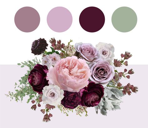 Fall Wedding Inspiration: Mauve, Plum & Sage | Queen City Blooms Plum Blush Wedding, Wine And Plum Wedding Colors, Lavender And Burgundy Wedding, Mauve Color Palette Wedding, Sage And Mauve Wedding, Plum And Blush Wedding, Mauve And Plum Wedding, Sage Palette, Fall Wedding Colors Purple