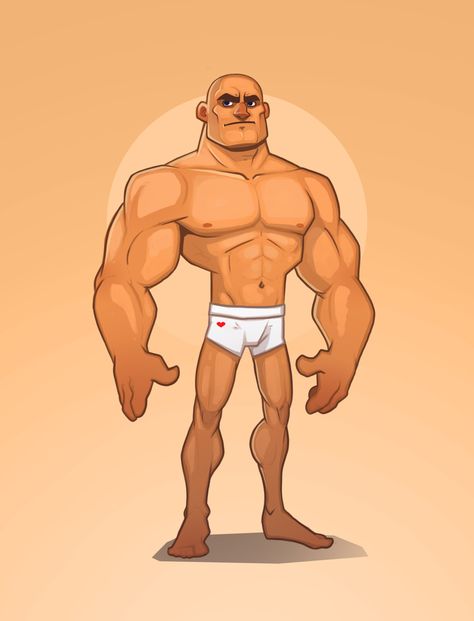 Muscle Cartoon Character, Bulky Character Design Male, Cartoon Muscle Man, Muscular Cartoon Character, Strong Man Drawing Reference, Strong Man Character Design, Chibi Muscle, Muscle Character Design, Buff Cartoon Character