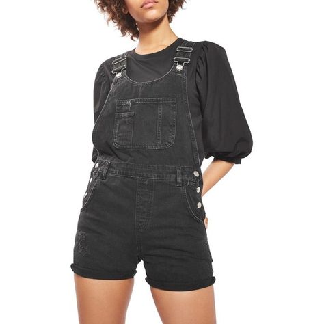 Women's Topshop Boyfriend Short Overalls ($75) ❤ liked on Polyvore featuring jumpsuits, rompers, washed black, denim short overalls, denim rompers, short overalls and topshop rompers Denim Short Overalls Outfit, Black Short Overalls Outfit, Overalls Outfit Grunge, Short Overalls Outfit, Black Short Overalls, Denim Short Overalls, Overalls Denim, Outfit Grunge, Overalls Outfit