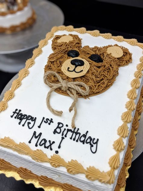 Teddy Bear Sheet Cake, Bear Sheet Cake, Teddy Bear Desserts, Birthday Cake Teddy Bear, Teddy Bear Cake Ideas, Teddy Bear Theme Cake, Bear Desserts, Teddy Bear Birthday Theme, Bdy Cake