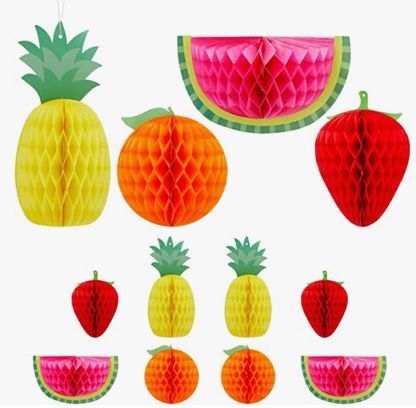 TWOTTI FRUITI BIRTHDAY DECOR PAPER FRUITS SECOND BIRTHDAY Fruit Decorations For Party, Pineapple And Strawberry, Fruit Party Decorations, Orange Watermelon, Wedding Fruit, Twotti Fruity, Tutti Frutti Birthday Party, Fruit Birthday Party, Paper Fruit