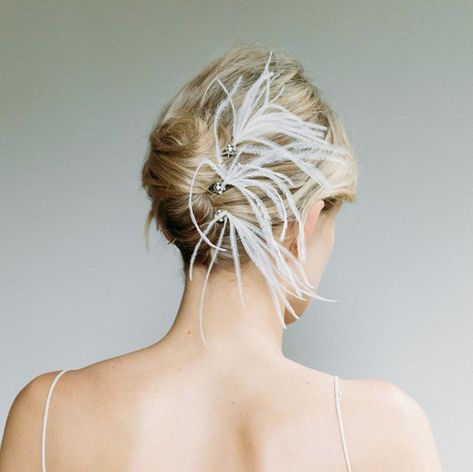 Pearl Bobby Pins, Donut Bun Hairstyles, Feather Hair Pieces, Veil Accessories, Bridal Store, Feather Hair, Flapper Girl, Box Braids Styling, Jennifer Behr