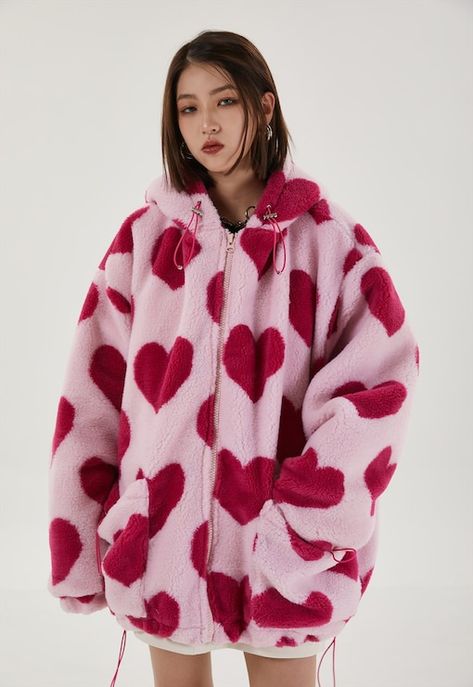 Mcu Dr, Jackets Vintage, Pink Heart Pattern, Fluffy Jacket, Vibe Check, Sweetie Pie, Baymax, Cotton Coat, Mode Inspo