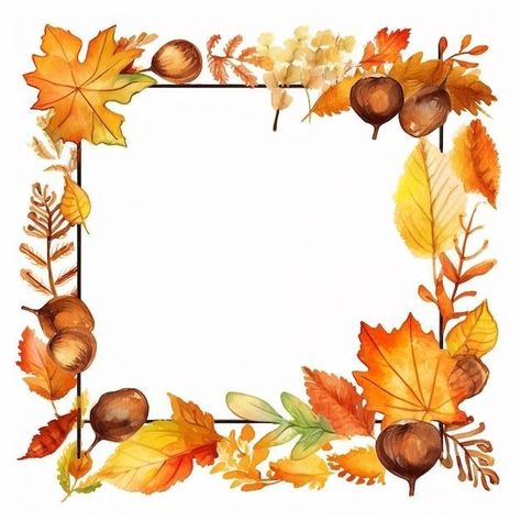 Autumn Frame Background, September Illustration, Autumn Template, Insta Nails, Autumn Frame, Illustration Autumn, Fall Borders, September Autumn, Page Frames