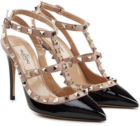 Valentino Rockstud Shoes, Heels Valentino, Valentino Rockstud Heels, Valentino Rockstud Pumps, Orange Pumps, Rockstud Heels, Valentino Pumps, Valentino Heels, Black Patent Shoes