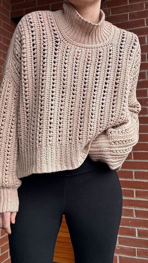 Marinela Arapi 🧿 | Jasmine sweater 🌱 Pattern available on Raverly . #lelaarapi #uncinetto #jasminesweater | Instagram Diy Laine, Fall Knits, Pullover Crochet, Crochet Sweater Design, Fall Knit Sweater, Fall Knitting, Horizontal Lines, Crochet Girls, Holiday Crochet