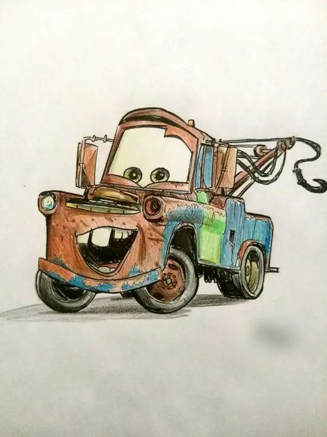 60 Famous Cartoon Characters With Big Teeth Mater From Cars Drawing, Mater Cars Tattoo, Cars Cartoon Drawing, Tow Mater Fanart, Tow Mater Tattoo, Disney Cars Art, Disney Cars Tattoo Ideas, Cars Drawing Disney, Tow Mater Drawing