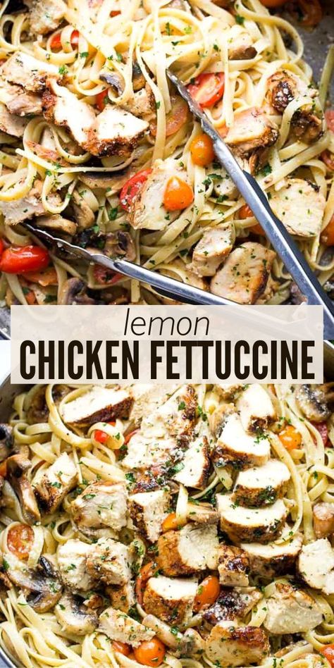 Lemon Chicken Fettuccine Pasta, Chicken And Fettuccine Recipes, Pasta With Zucchini And Mushrooms, Olive Pasta Recipes, Cream Chicken Pasta, Chicken Fettuccine Recipe, Chicken Fettucine, Fettuccine Recipe, Chicken Mushroom Pasta