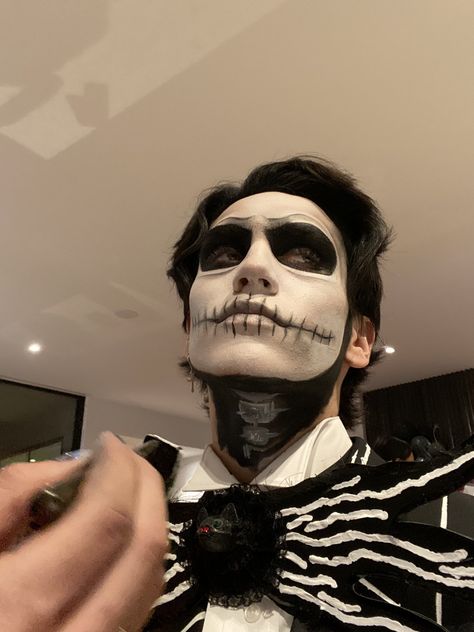 Jack Skellington Cosplay, Lil Huddy, Chase Hudson, Skeleton Makeup, Male Makeup, Halloween Costumes Makeup, Costume Makeup, Charli D Amelio, Jack Skellington