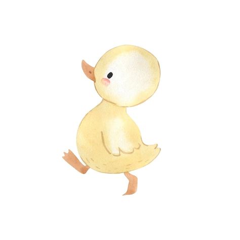 Duck Illustration Cute, Cute Duck Painting, Cute Watercolor Animals, Duck Watercolor, Watercolor Duck, Baby Animal Painting, Illustrated Animals, Baby Watercolor, Illustration For Kids