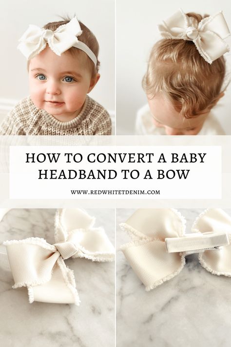 How to Convert Baby Headbands to Bow Clips - Red White & Denim Diy Baby Hair Bows, Make Baby Headbands, Boy Headbands, Newborn Bows, Kids Headbands, Baby Bow Headband