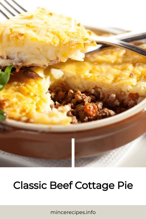 Classic Beef Cottage Pie with a golden, cheesy top layer and ground beef filling. Cottage Pie Recipe Beef Easy, Cottage Pie Recipe Beef Jamie Oliver, Individual Beef Pot Pies, English Meat Pie Recipe, Cottage Pie Recipe Beef, Hamburger Pie Recipes, Minced Beef Pie, Beef Cottage Pie, Beef Pie Recipe