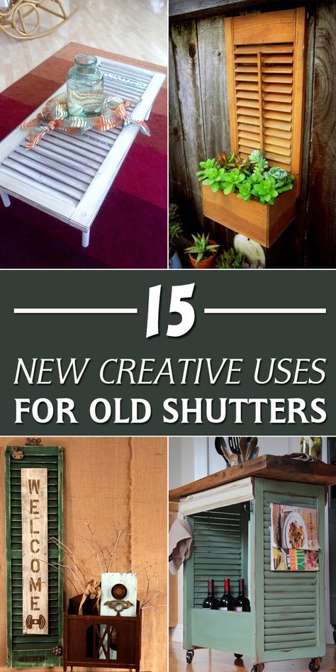 Shutter Repurposed, Shutter Diy, Repurposed Shutters, Bedroom Shutters, Shutter Shelf, Shutter Ideas, Shutter Projects, Repurposed Headboard, Shutter Decor