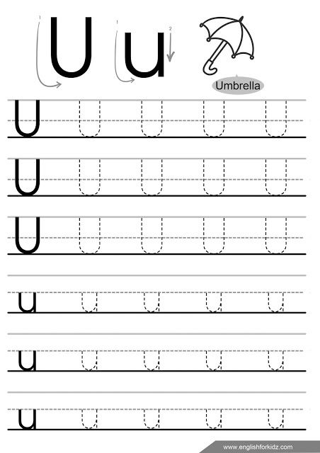 Letter u tracing worksheet Tracing Letters Preschool, Letter Worksheets For Preschool, Printable Alphabet Worksheets, Kindergarten Letters, Writing Practice Worksheets, Tracing Worksheets Preschool, Letter Tracing Worksheets, Alphabet Worksheets Preschool, Alphabet Tracing Worksheets