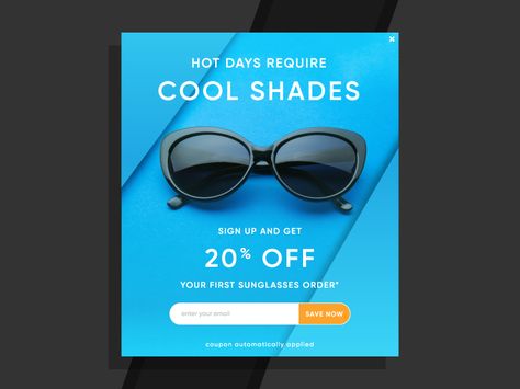 Sunglasses Email Sign Up Pop Up by Raquib Ahmed #sunglasses #email #sign-up #pop-up #module #sale #ecommerce #radesigner #raquib #ahmed #cbus #columbus #discount #frames Contact Lenses Tips, Eyewear Photography, Marketing Poster, Email Sign, Display Ads, Social Media Design Inspiration, Poster Background Design, Instagram Feed Ideas, Retail Outlet