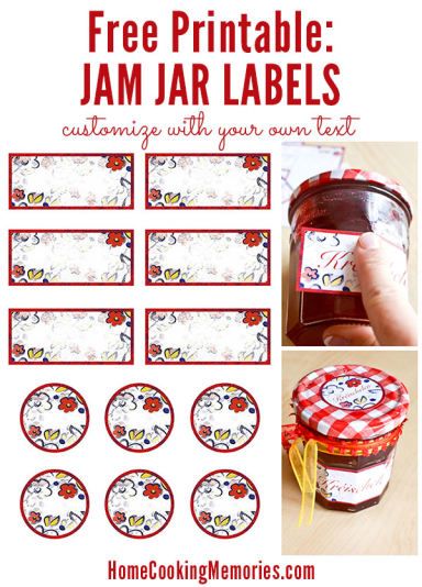 DIY Free Printable idea: Jar Labels -- use for canning homemade jam or jelly, or for any food gift in a jar. Easy to customize with text or print and write on them by hand. Homemade Baskets, Jam Jar Labels, Jam Making, Canning Jar Labels, Toples Kaca, Canister Labels, Printable Label Templates, Jam Label, Christmas Jam