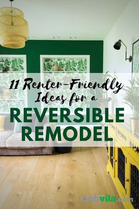 Just because you rent your house or apartment doesn't mean you can't show off your design style. Check out these rental decorating ideas for your home.  | 11 Renter-Friendly Ideas for a Reversible Remodel Mexican Patio Hacienda Style, Renter Friendly Decorating, Black Room Decor, Rental Friendly, Rental Home Decor, Renters Decorating, Townhouse Designs, Bob Vila, Small Apartment Design