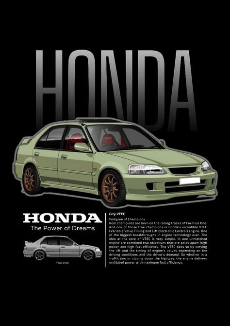 Car poster made on canva Bike Garage, Car Poster, Honda City, Car Posters, Race Track, Fuel Efficient, Formula One, Poster Making, Car Design