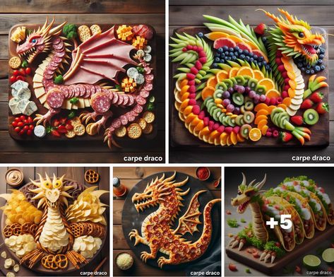 Game Of Thrones Charcuterie Board, Dnd Appetizers, Midevil Food Ideas, Dragon Themed Food, Dragon Party Food, Dnd Snacks, Dragon Food, Amazing Food Platters, Fantasy Food