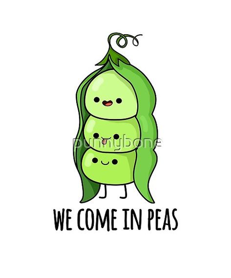 We Come In Peas Cute Pea Pun features a cute pea pod with three peas in it. Perfect pun gift for family and friends who love cute veggie pea puns. Quotes About Green, Funny Food Puns, Food Pun, Three Best Friends, Food Cartoon, Friend Cartoon, Food Puns, Pun Gifts, Drawings Of Friends