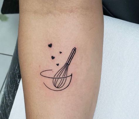 Whisk Tattoo, Pastry Tattoo, Baking Tattoo, Cooking Tattoo, Baker Tattoo, Culinary Tattoos, Grandma Tattoos, Chef Tattoo, Cupcake Tattoos