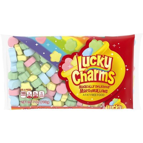 Lucky Charms Shapes, Fat Free Snacks, Jet Puffed Marshmallows, Rice Cereal Treats, Lucky Charms Marshmallows, Flavored Marshmallows, Lucky Charms Cereal, Vanilla Marshmallows, Magically Delicious