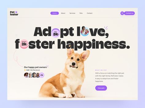 Pet Websites, Web Header, Interactive Web Design, Web Design Typography, Website Images, Website Header, Pet Home, Happy Animals, Pet Owners