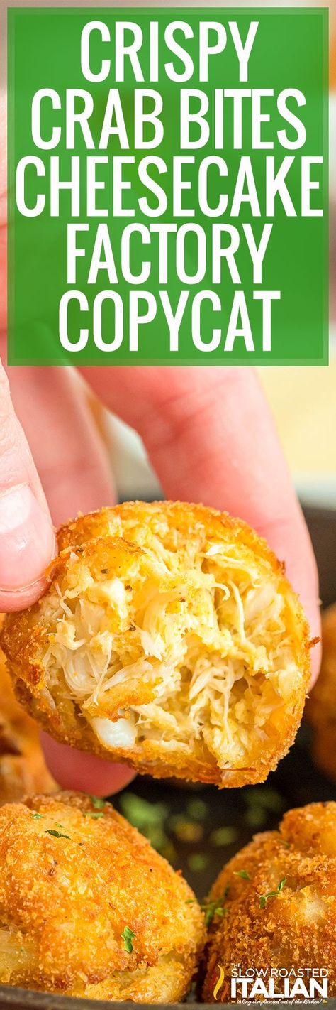 My crispy Crab Bites are the perfect app for parties, game day, and more! Easy to make and full of flavor, try my fried crab balls recipe! Fried Crab Balls, Crab Balls Recipe, Crab Bites, Crab Cake Bites, Crab Balls, Crab Puffs, Fried Crab, Seafood Ideas, Cheesecake Factory Copycat