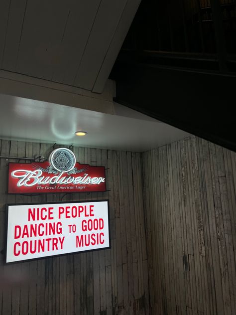 nice people listen to good country music budweiser sign in bar in nashville Budweiser Aesthetic, Best Country Music, People Dancing, Cool Countries, Good People, Country Music, Nashville, Bar, Signs