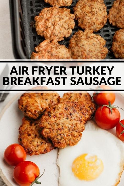 These turkey breakfast sausage patties are easy to make and delicious! Enjoy as part of a big weekend brunch or freeze so you have a quick protein ready to enjoy each morning all week long. Ground Turkey Breakfast Patties, Air Fry Turkey Sausage, Breakfast Turkey Patties, Ground Turkey Recipes For Breakfast, Turkey Sausage Patties Recipes, Turkey Breakfast Sausage Patties, Breakfast Ground Turkey, Turkey Sausage Breakfast Sandwich, Ground Turkey Breakfast Sausage Recipes