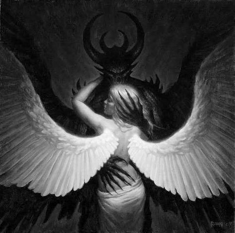 Heaven (a nightmare) �– Ray Twisted Angel, Angel Y Diablo, Types Of Angels, Angel Falls, Dark Love, Ange Demon, White Wings, Demon Art, Angel And Devil