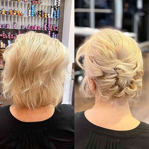 Mother of the Bride Hairstyles: 28 Elegant Looks for 2024 Mother Of The Bride Hair Short, Shoulder Hairstyles, Mob Hair, Mother Of The Bride Hairstyles, Mother Of The Groom Hairstyles, Updos For Short Hair, Updo Hair Styles, Hair For Wedding, Loose Updo