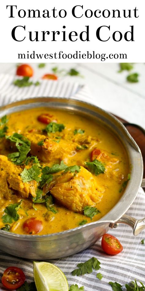 Coconut Curry Cod Fish Recipes, Cod Rice Bowl, White Fish Curry, Curry Cod Fish Recipes, Fish Curry Recipe Coconut, White Fish Dinner Recipes, Curried Cod, Cod Curry, Curried Fish