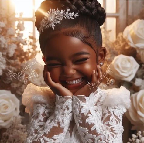 Black Girls Hairstyles Flower Girl, Black Flower Girl Hairstyles, Wedding Hairstyles For Girls, Old Hollywood Glam, Flower Girl Hairstyles, Hollywood Glam, Bridal Hair And Makeup, Black Flower, Wedding Board