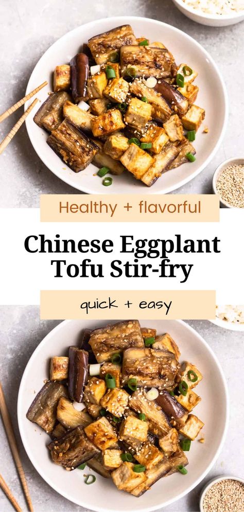 Eggplant Tofu Stir-fry Honey Tofu, Eggplant Tofu, Creamy Eggplant, Chinese Eggplant, Pan Fried Tofu, Egg Plant, Tofu Stir Fry, Easy Chinese, Stir Fry Sauce