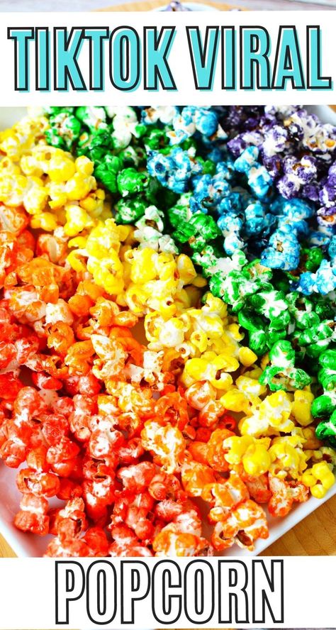 Popcorn Stovetop, Food Coloring Popcorn, Colored Popcorn Recipe, Dyed Popcorn, Flavored Popcorn Recipes, Popcorn Recipes Sweet, Kettle Corn Recipe, Rainbow Popcorn, Kettle Popcorn