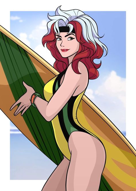 Beach Day Friends, Rogue Comics, Gambit X Men, Xman Marvel, Marvel Rogue, Xmen Art, Rogue Gambit, Comic Book Girl, Marvel Heroines