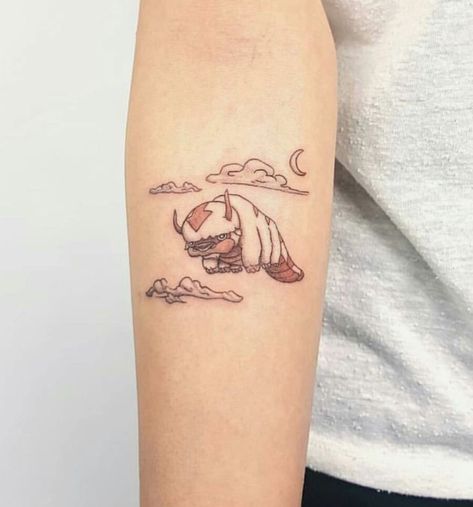 Avatar the last airbender appa tattoo Appa Tattoo, Avatar The Last Airbender Appa, A Small Tattoo, Atla Tattoo, Avatar Tattoo, Geniale Tattoos, Spooky Tattoos, Zodiac Tattoos, Elephant Tattoos