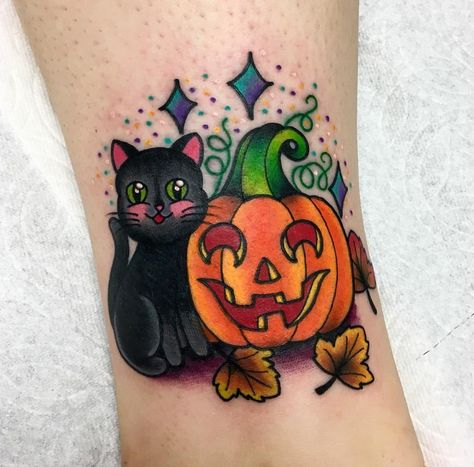 Girly Halloween Tattoos, Neat Tattoos, Cute Halloween Tattoos, Teacup Tattoo, Pumpkin Tattoo, Girly Halloween, Black Cat Tattoos, Hello Kitty Tattoos, Frog Tattoos