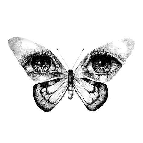 #wings #butterfly #eyes #drawing #illustration #bw Butterfly Eyes Drawing, Ojo Tattoo, Wing Tattoo Men, Butterfly Art Drawing, Butterfly Sketch, Surreal Tattoo, Butterfly Eyes, Wings Butterfly, Eyes Drawing